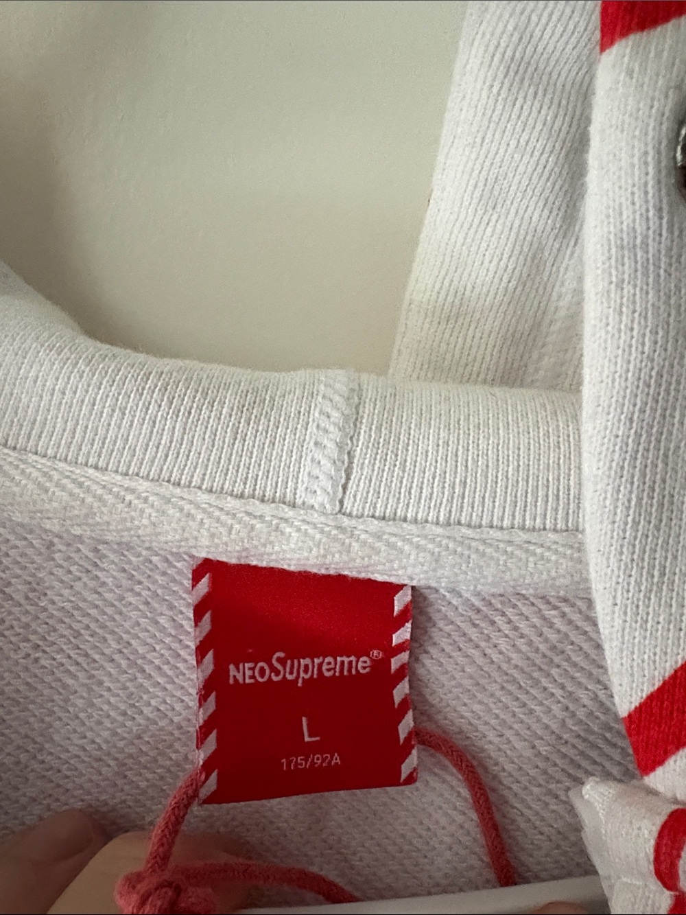 Supreme White Hoodie with Red Abstract Graphic - Picture 2 of 3